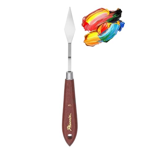 MECCANIXITY Pack of 1 Palette Knife No.5, 7.8" Long Palette Knives with Stainless Steel Flexible Spatula Pallet Knife and Wood Handle for Scraping, Mixing, Oil Acrylic Painting Canvas - style: No.5