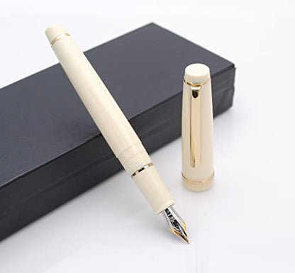 JINHAO 82 Fountain Pen with Gold Clip (F Nib 0.5mm, Ivory White) - color: Ivory White