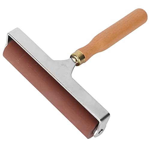 ALIESTFDNO Rubber Brayer Rollers 3-Piece Set 5.9in 3.9in 1.9in with Nonslip Plastic Handle for Printmaking Ink Block Stamping Scrapbooking (Rubber + Composite Wood)