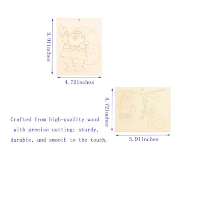 Piatoeke 16PCS 5.9×4.7in Unfinished Wooden Christmas Cutouts Board for Kids Painting, Wood Crafts DIY Fun Things to Paint and Hang (Christmas) - color: Christmas