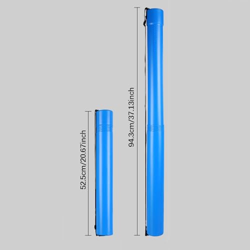 Fancyes Poster Storage Tube Round Storage Case 20"-37" Extendable with Adjustable Strap for Paper Rolls Drawings Documents, Blue - color: Blue