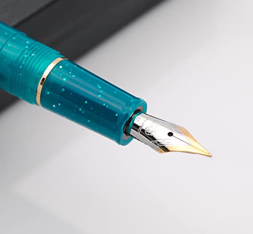JINHAO 82 Fountain Pen with Gold Clip (F Nib 0.5mm, Fluorescent Peacock Blue) - color: Fluorescent Peacock Blue