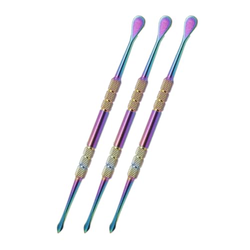 Joyangy 3PCS Wax Carving Tools, Stainless Steel Double-Headed Sculpting Kit, 4.6" Wax Modeling Engraving Spoons for Clay Pottery Molding Shaping, Rainbow - size: 3 Pack(Rainbow)