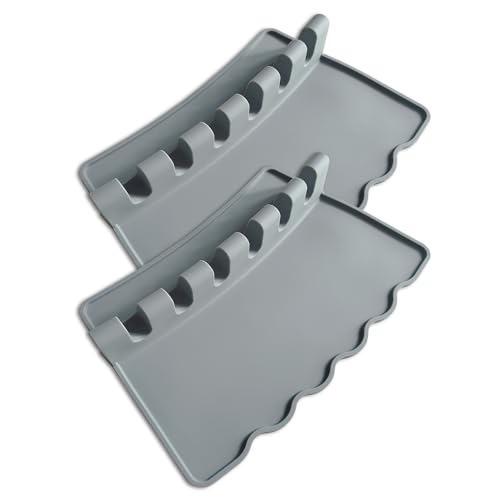 2 Pack Silicone Paint Brush Holders, Large Paint Brush Rest with 6 Slots, Suitable for Watercolor, Oil, Acrylic Painting Brushes (Grey)