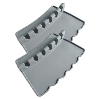 2 Pack Silicone Paint Brush Holders, Large Paint Brush Rest with 6 Slots, Suitable for Watercolor, Oil, Acrylic Painting Brushes (Grey)