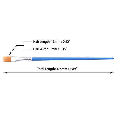 UPINS Wide Flat Paint Brushes Set with Nylon Hair, Small Brush Bulk for Detail Painting Short Plastic Handle Acrylic Oil Watercolor Fine Art Painting 30 Pcs 9mm