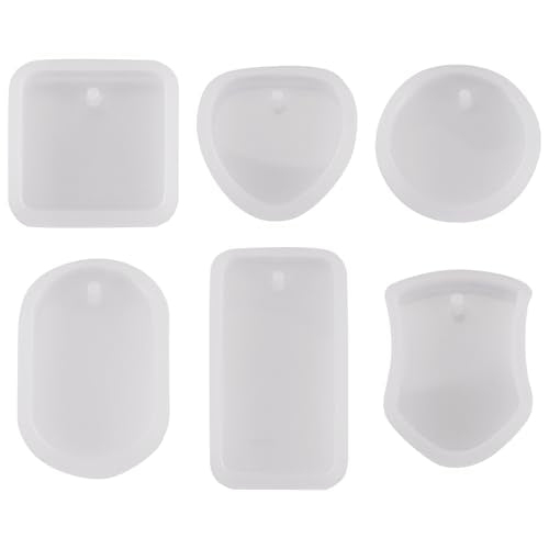 12Pcs Silicone Molds Assorted Shapes Resin Epoxy Molds for Keychain Charms Pendants Handmade Necklace Jewelry Casting Mold for DIY Craft Supplies White 1.61~2.05x1.36~1.65x0.30inch