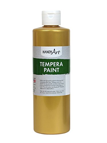 Handy Art Premium Tempera Paint, Metallic Gold, 16 oz Pint Bottle | Matte Finish, High Quality Pigments with Superior Opacity, Smooth & Bright Mixable Colors, Safe & Non-Toxic, Made in USA - color: Metallic Gold, size: 16 Fl Oz