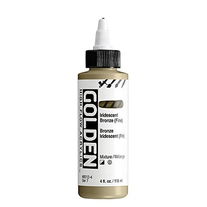 GOLDEN High Flow Acrylics, Iridescent Bronze (Fine), 4 fl. oz. Bottle, Professional Acrylic Paint, Semi-Opaque