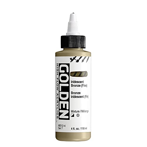 GOLDEN High Flow Acrylics, Iridescent Bronze (Fine), 4 fl. oz. Bottle, Professional Acrylic Paint, Semi-Opaque