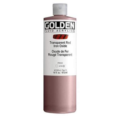 Golden Fluid Acrylics - Transparent Red Iron Oxide 16 oz Bottle