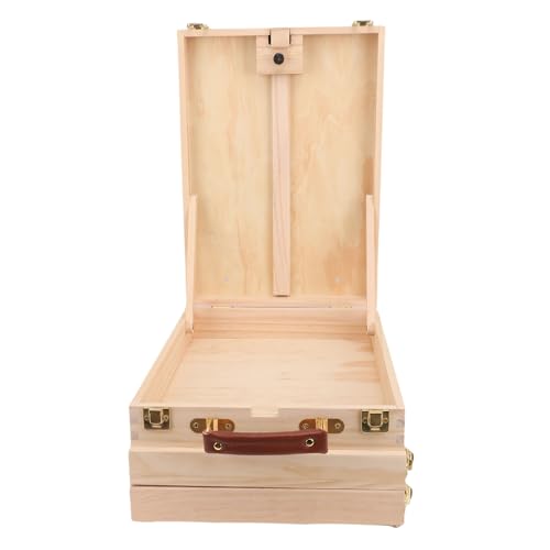 Pochade Box Wooden Easel Box Adjustable Tilt for 24 Inch Canvas Sketching Portable Tabletop Easel with Storage for Painting