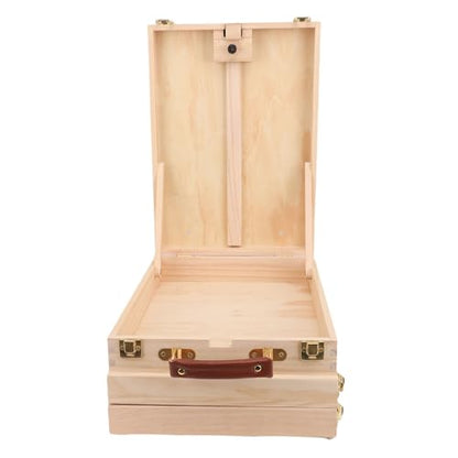 Pochade Box Wooden Easel Box Adjustable Tilt for 24 Inch Canvas Sketching Portable Tabletop Easel with Storage for Painting