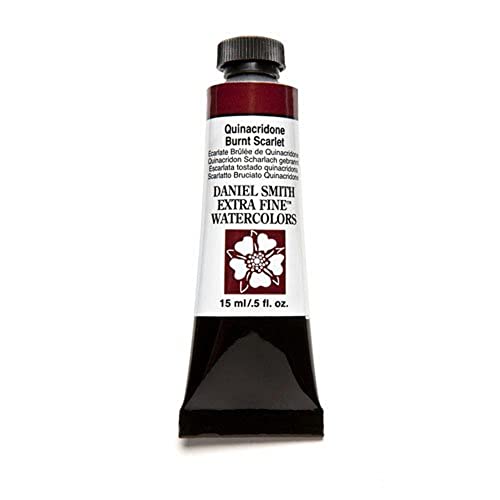 Daniel Smith 284600087 Extra Fine Watercolor 15ml Paint Tube, Quinacridone, Burnt Scarlet, 0.5 Fl Oz (Pack of 1) - color: Burnt Scarlet