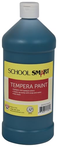 School Smart Tempera Paint, Turquoise, 1 Quart Bottle - color: Turquoise