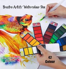 Brustro Artists’ Watercolour Pan (Set of 42) With its Paper, 14 X 21 cm