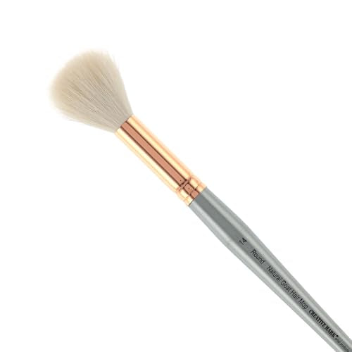 Creative Mark Goat Hair Mop Brush - # 14 Round, Natural Goat Hair for Watercolor, Oil, Acrylic & Makeup Blending – Ultra‑Soft White Hair – Short‑Handle, High‑Absorbency Artist Mop - color: White, size: # 14