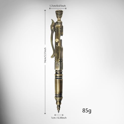 Vintage Bolt Action Pen: Heavy-Duty EDC Brass Ballpoint Pen with Retractable Mechanism and Pocket Clip - Refillable, Designed for Smooth Writing - style: Vintage bolt pen