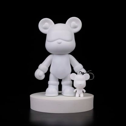 DIY Fluid Bear + Keychain Painting Set, Teddy Bear Figure for Creative Fluid Art and Home Decoration (9 Inch, Blank Mold) - size: 9 Inch