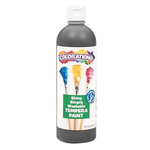Colorations Washable Tempera Shiny, Metallic Effect Paint, 16 fl oz, Black, Non Toxic, Vibrant, Bold, Kids Paint, Craft, Hobby, Fun, Art Supplies - color: Black
