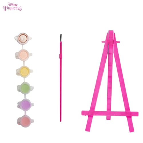 Innovative Designs Disney Princess Canvas Paint Set for Kids with 3 Canvases, Acrylic Paint, Paintbrush, & Easel - Tiana, Belle, and Rapunzel - color: Disney Princess