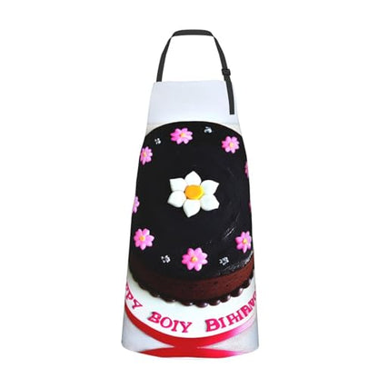 Round watercolor painting Heavy Duty Waterproof Apron with Pockets for AdultsResistant Grilling, Gardening, Painting - color: Black Chocolate Cake