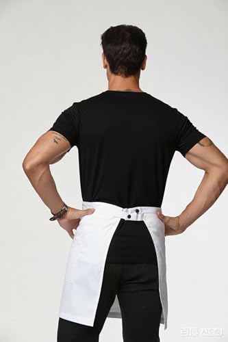 Unisex Waist Apron with Pockets Waiter Bar Half Bistro Apron 4251BY - color: White, size: 1 Pack