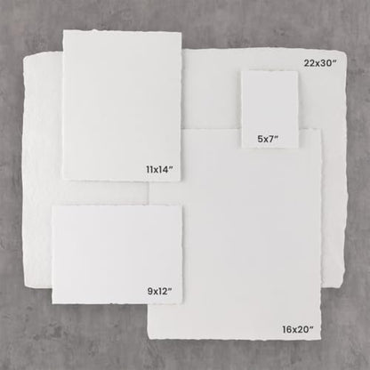 New York Central Handmade Watercolor Paper - 300lb, 16"X20" - 5 Packs of 5, 25 Total Sheets, Acid-Free 100% Cotton Rag, Cold Press, 4 Deckled Edges, Minimally Sized, Mixed Media Paper - size: 16X20"