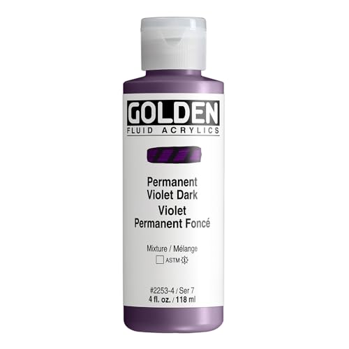 GOLDEN Fluid Acrylics, Permanent Violet Dark, 4 fl. oz. Bottle, Professional Acrylic Paint, Transparent