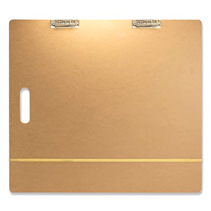 Officemate Artist Sketch Board with Handle, Portable Drawing Board, Tempered Hardboard Surface with Dual Clips & Rubber Band, Art Board for Studio, Classroom & Field Use, 23″ x 26″ (83099) - size: Large