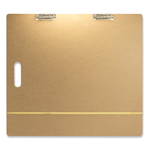 Officemate Artist Sketch Board with Handle, Portable Drawing Board, Tempered Hardboard Surface with Dual Clips & Rubber Band, Art Board for Studio, Classroom & Field Use, 23″ x 26″ (83099) - size: Large