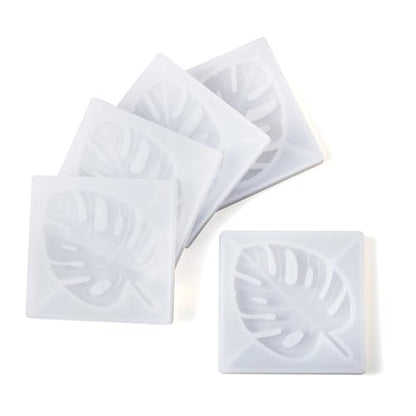 Craftdady 5pcs Leaf Silicone Mold Tropical Monstera Leaves Resin Casting Mold for Epoxy Resin UV Resin Polymer Clay DIY Coaster Keychain Pendant Jewelry Craft Making - color: Transparent, Monstera Leaf