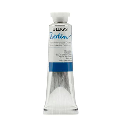 Lukas Berlin Pro Artists Water Mixable Oil Paint 37 ml Tube Phthalo Blue, Water Soluble, Lightfast Pigments, Quick Drying, Easy Clean-Up, Eco-Friendly, Professional Quality, 40 Color Range - color: Phthalo Blue, size: 1.25 Fl Oz (Pack of 1)