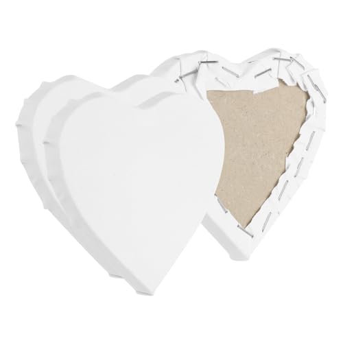 PATIKIL Stretched Canvas, 6 Pcs 4" x 4" Heart Canvas for Painting Blank Primed Canvas Cotton Canvas Panels for Acrylics Oil Watercolor Paints, White