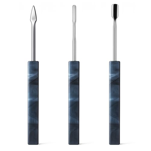 Spacenight Wax Carving Tool Epoxy Resin Grip, Artistic Pattern, Stainless Steel Tip Allows for Precise Pickup and Placement. 3pcs (Blue Marble 3-Piece Set) (Blue Marble 3-Piece Set) - color: Blue Marble 3-Piece Set