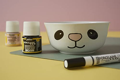 Pebeo Porcelaine 150, Water-Based High-Gloss Color Porcelain Paint, 45 ml Bottle - Abyss Black - color: Abyss Black