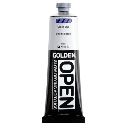 GOLDEN OPEN Slow-Drying Acrylics, Cobalt Blue, 5 fl oz. tube, Professional Acrylic Paint, Semi-Opaque - color: Cobalt Blue, size: 5 Fl Oz (Pack of 1)