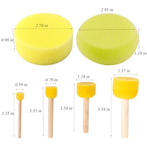 6 Pcs Pottery Tool Sponges for Clay, 4 Sponges with Stick 4 Sizes, 1 Round Sponge,1 Oval Sponge, Ceramic Trimming and Shaping Tools for Pottery Wheel and Clay Artists