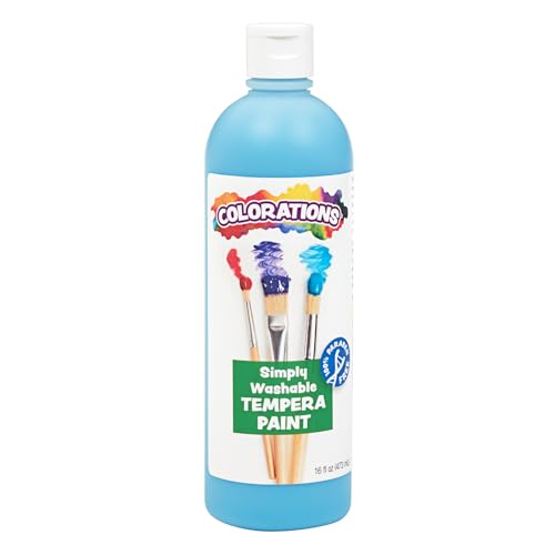 Colorations Washable Tempera Paint, 16 fl oz, Sky Blue, Non Toxic, Vibrant, Bold, Kids Paint, Craft, Hobby, Fun, Art Supplies - color: Sky Blue