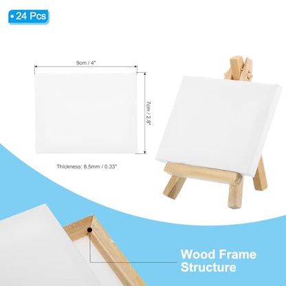 PATIKIL 4x2.8 Canvas Boards for Painting, 24Pack Cotton Wood Frame Rectangle Triple Primed Stretched Blank Canvas Panel for Acrylic, Oil, Tempera Paint,White - size: 4x2.8"