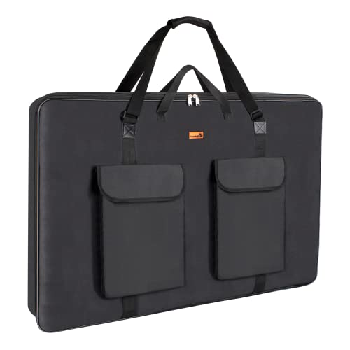TreochtFUN Art Portfolio 23 X 31in - Portfolio Case A2 Heavy duty Portfolio Folder for Artwork With Shoulder Strap, Art Supply Bag For Large Painting Board Supplies (Black) - size: 23 x 31