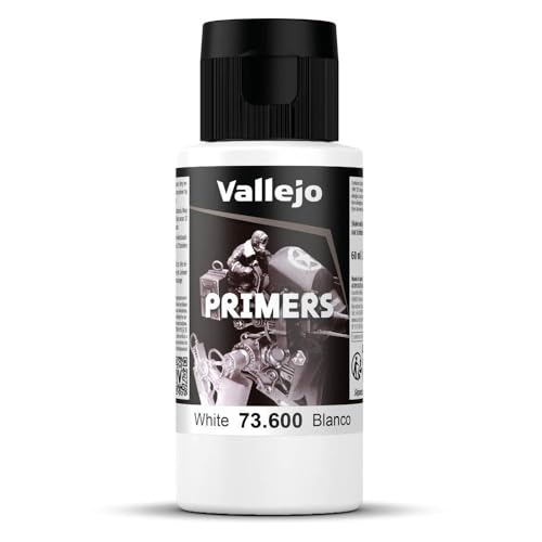 Vallejo - Surface Primer Color | White Acrylic Primer 60 ml (2.02 fl.oz.) | Matte Finish and Fast Drying | Perfect for Airbrushing and Great Adhesion to Figurines and Scale Models - style: White Primer 60 ml. (2.02 fl.oz.)