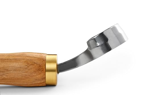 Scorp Knife | Round Carving Tool for Spoons, Bowls, and Cups | Spoon Bowl Carving Tools | for Beginners | Oak Wood Handle with Carbon Steel Blade (Angled Full Scorp) - size: Angled Full Scorp