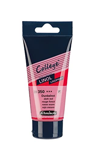 Schmincke - College Linol, artists' lino printing inks, dark red in 75 ml tube, 39350013, low-odour water-based lino printing ink, lightfast, even print - color: Dark red, size: 2.54 Fl Oz (Pack of 1)