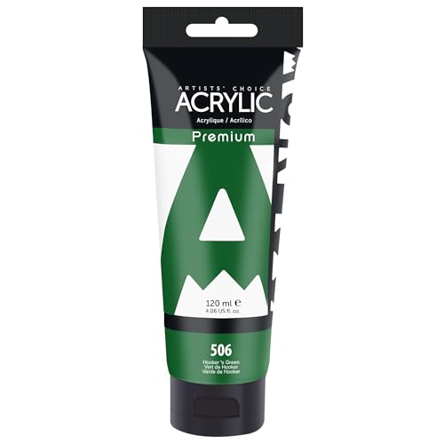 AUREUO Hooker's Green Acrylic Paint, 4 Fl Oz / 120ml Single Tube, Rich Pigment Art Craft Paints for Canvas, Rocks, Wood, Ceramic, Fabric - Art Supplies for Beginners, Professionals, Artists - color: Hooker's Green, size: 4 Fl Oz (Pack of 1)