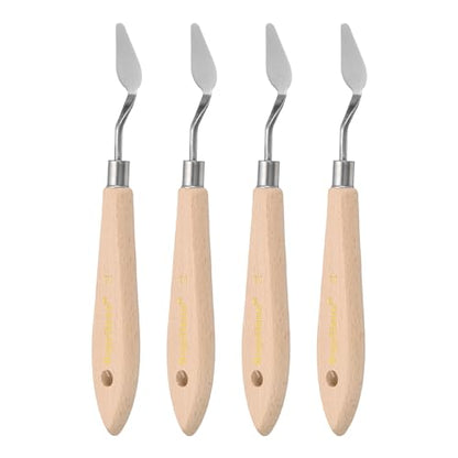 HARFINGTON 4pcs 2# Painting Palette Knife Pointy Stainless Steel Art Spatula Painting Pallet Knives Scrapers Tools with Plastic Handle for Acrylic Oil Canvas Mixing Spreading - size: 30mm x 14mm
