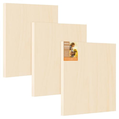 HANSILKHANSILK 16x16 Inch Wood Canvas Panels 6 Pack – Unfinished Wooden Art Boards for Acrylic, Oil & Mixed Media Painting, DIY Craft Projects for Artists, Beginners & Students - size: 16*16-3