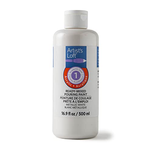 Artist's Loft Acrylic Ready-Mixed Pouring Paint, 12 Pack - color: Metallic White