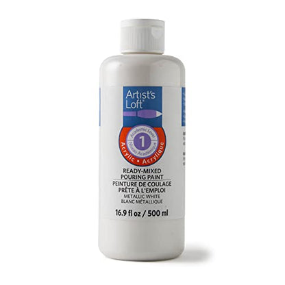 Artist's Loft Acrylic Ready-Mixed Pouring Paint, 12 Pack - color: Metallic White