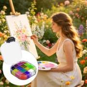 6 Pcs Airtight Paint Storage Palette Box with Lid 4.4x3.5x1 Inch 16 Wells Smal Acrylic Palette Watercolor Tray Container Stay Wet for Painting Art Gouache Oil (Black)